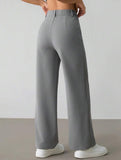 Solid High Waist Wide Leg Work Pants_CWBLP01554