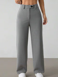 Solid High Waist Wide Leg Work Pants_CWBLP01554