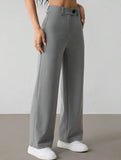 Solid High Waist Wide Leg Work Pants_CWBLP01554