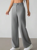 Solid High Waist Wide Leg Work Pants_CWBLP01554