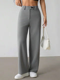 Solid High Waist Wide Leg Work Pants_CWBLP01554