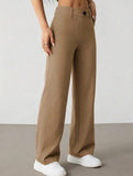 Solid High Waist Wide Leg Work Pants_CWBLP01554