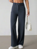 Solid High Waist Wide Leg Work Pants_CWBLP01554