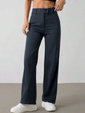 Solid High Waist Wide Leg Work Pants_CWBLP01554