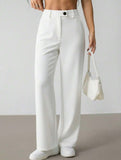 Solid High Waist Wide Leg Work Pants_CWBLP01554