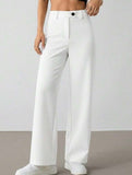 Solid High Waist Wide Leg Work Pants_CWBLP01554
