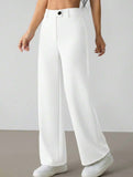Solid High Waist Wide Leg Work Pants_CWBLP01554