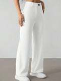 Solid High Waist Wide Leg Work Pants_CWBLP01554