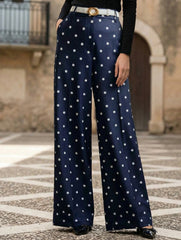 Vintage Polka Dot High Waist Wide Pants