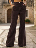 Corduroy High Waist Slim Flare Pants