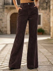 Corduroy High Waist Slim Flare Pants