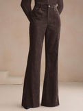 Corduroy High Waist Slim Flare Pants