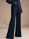 Corduroy High Waist Slim Flare Pants