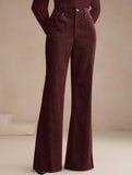 Corduroy High Waist Slim Flare Pants