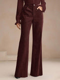 Corduroy High Waist Slim Flare Pants