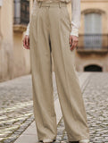 High Waist Straight Wide Leg Office Pants