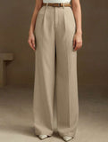 High Waist Straight Wide Leg Office Pants