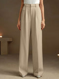 High Waist Straight Wide Leg Office Pants