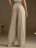 High Waist Straight Wide Leg Office Pants