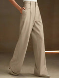 High Waist Straight Wide Leg Office Pants
