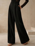 High Waist Straight Wide Leg Office Pants