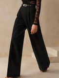 High Waist Straight Wide Leg Office Pants