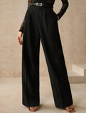 High Waist Straight Wide Leg Office Pants