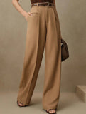 High Waist Straight Wide Leg Office Pants