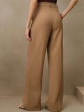 High Waist Straight Wide Leg Office Pants