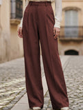 High Waist Straight Wide Leg Office Pants