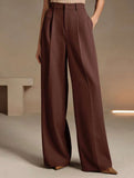 High Waist Straight Wide Leg Office Pants