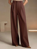 High Waist Straight Wide Leg Office Pants