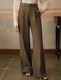 High Waist Straight Wide Leg Office Pants