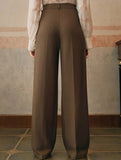 High Waist Straight Wide Leg Office Pants