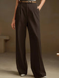 High Waist Straight Wide Leg Office Pants