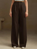High Waist Straight Wide Leg Office Pants
