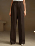 High Waist Straight Wide Leg Office Pants