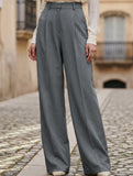 High Waist Straight Wide Leg Office Pants