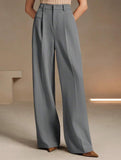 High Waist Straight Wide Leg Office Pants