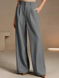 High Waist Straight Wide Leg Office Pants