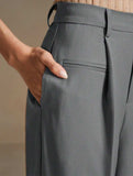 High Waist Straight Wide Leg Office Pants