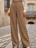 High Waist Straight Wide Leg Office Pants