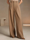 High Waist Straight Wide Leg Office Pants