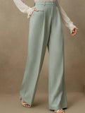 High Waist Straight Wide Leg Office Pants