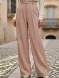 High Waist Straight Wide Leg Office Pants