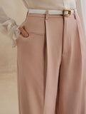High Waist Straight Wide Leg Office Pants
