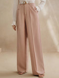 High Waist Straight Wide Leg Office Pants