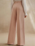 High Waist Straight Wide Leg Office Pants