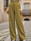 High Waist Straight Wide Leg Office Pants