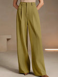 High Waist Straight Wide Leg Office Pants